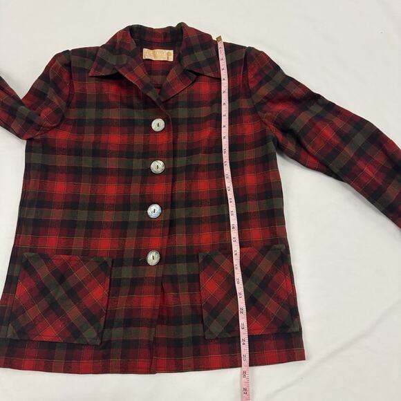Vtg Pendleton 49er Jacket Womens 10 Plaid Wool Chore Barn Farm Coat Red Green - Picture 5 of 8
